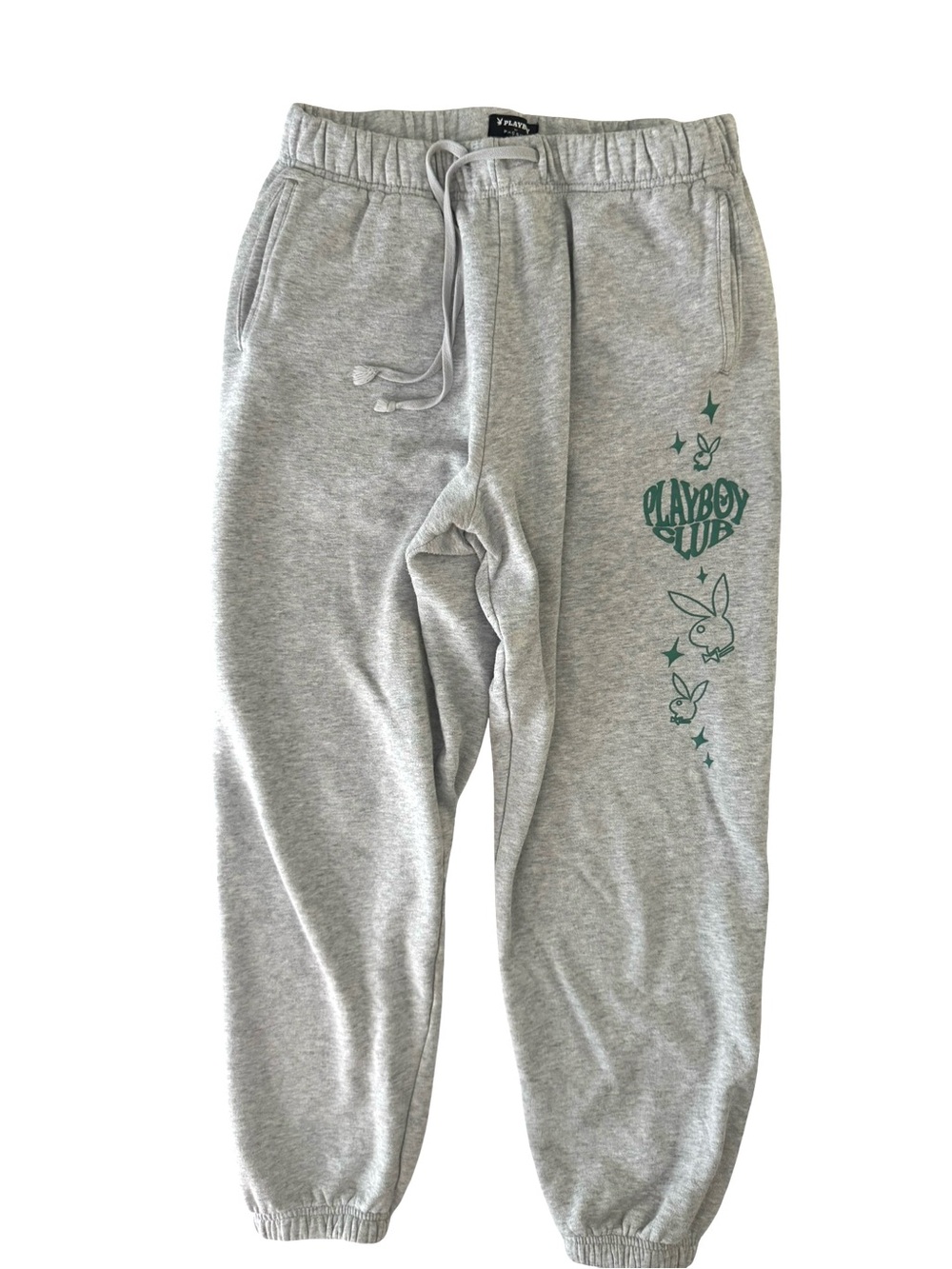 Playboy by PacSun Jogger Sweatpants M Gray Green Bunny Graphic Y2K Men's Unisex